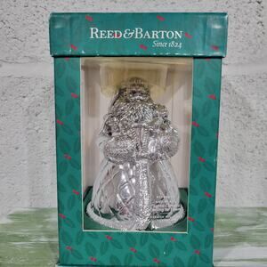 REED & BARTON ~ SILVERPLATE ~ ROTATING MUSIC BOX "SANTA IS COMING TO TOWN"